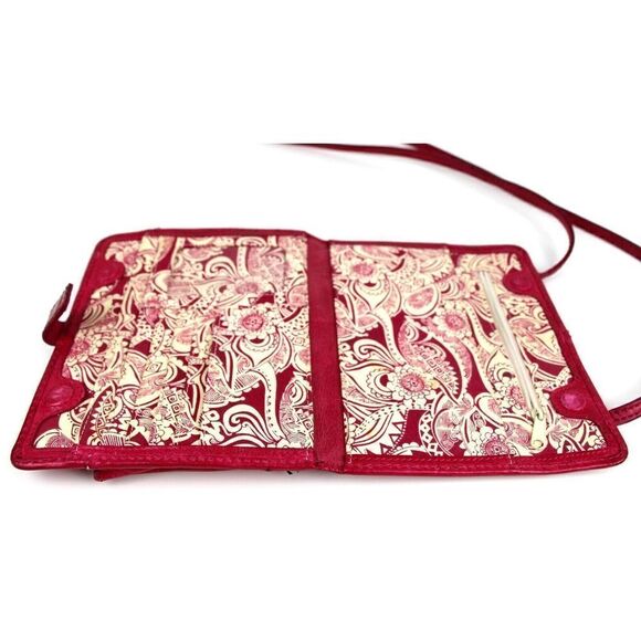 Hobo International DARK PINK GENUINE LEATHER X-BODY ORGANIZER SHOULDER BAG PURSE - Picture 8 of 14